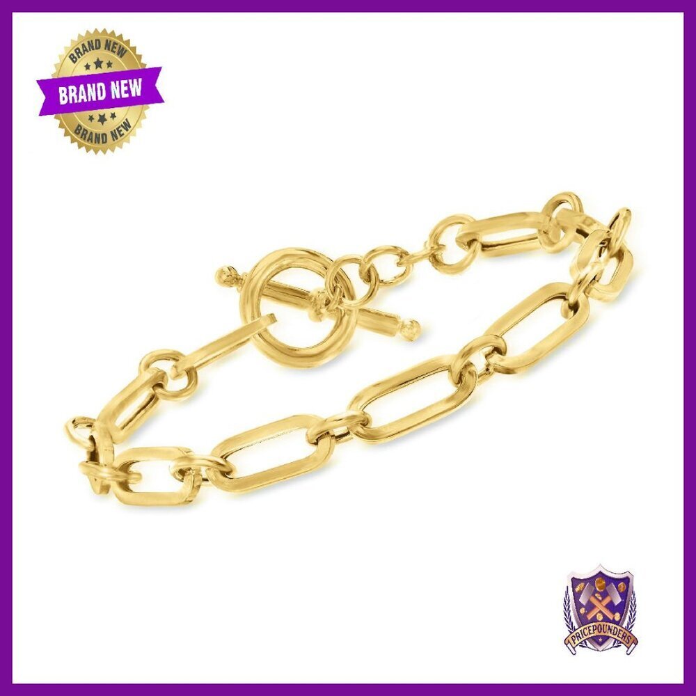 18kt Gold Over Sterling Silver Toggle Bracelet 7.25 Inches
